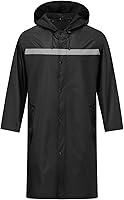 ProHydra Men's Long Waterproof Raincoat with Hood, Reflective Stripes, Air Vents, Packable Lightweight Safety Jacket