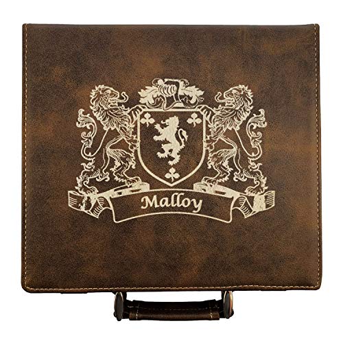 Malloy Irish Coat of Arms Leather Poker Set