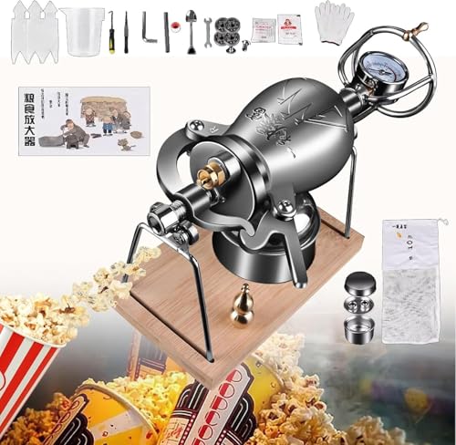 Maszyna do popcornu, ręczna maszyna do robienia ryżu dmuchanego, wysokie ciśnienie, idealna na spotkania rodzinne, pojemność 358 ml