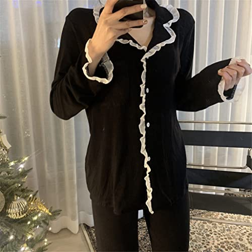 Pyjamas à rayures en coton LJIANGD ensemble d'été ample pour vos matins cocooning - 6