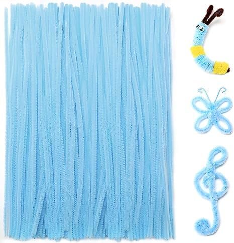 Image of TRAIS-100 PCS Pipe Cleaners, Chenille Stems for Crafts, Fuzzy Craft Pipe Cleaners, Soft Flexible Bendable Sticks for DIY Art Supplies, Kids Crafts, School Projects (1, SKY BLUE)