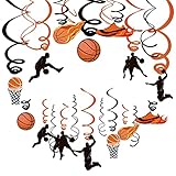 30CT Basketball Party Hanging Swirls Decorations - March Madness Decor Sports Theme Slam Dunk...