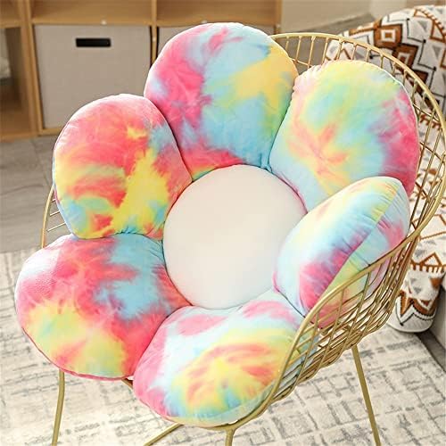 Flower Shape Cushion Chair Seat Pad Cute Plush Pillow Super Soft Petal Tatami Cushion Floor Pillow for Girls Bedroom Sofa Kids Reading Corner Decor (Colorful,25cm/9.8inch)