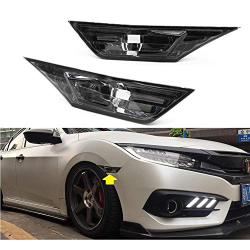 LJ INTERNATIONAL Quality Accessories Smoked Lens Side Marker Light Replacement Compatible with 2016-2019 Honda Civic