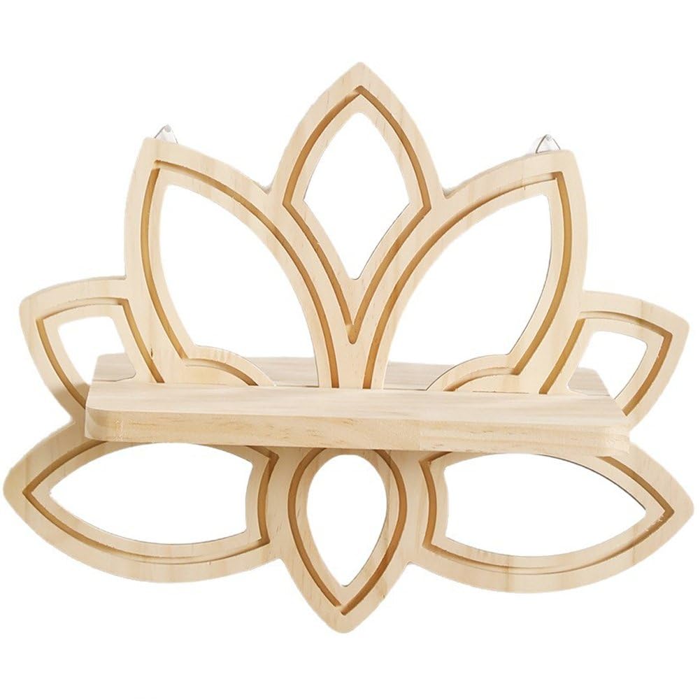 Étagère murale à fleurs design minimaliste en bois et son miroir intégré