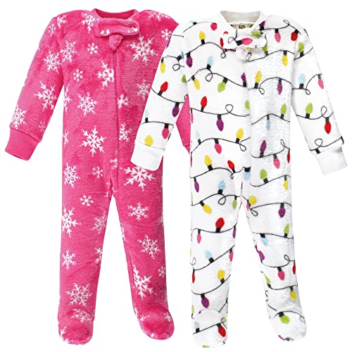 Image of Hudson Baby baby-girls Plush Sleep and PlayHudson Baby Unisex Baby Plush Sleep and Play, Navy Snowflake, 0-3 Months