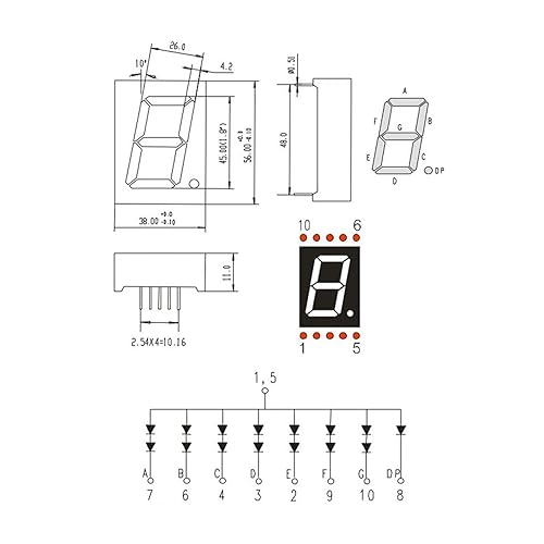 Miniatura 6 de PATIKIL Tubo digital con pantalla LED, paquete de 2 módulos de 7 segmentos, 10 pines, 1 broca, 1.5 x 2.2 x 0.4 pulgadas, ánodo común de 3.6 V,