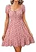 Livonmone Damen Kleid Lässig Sommerkleid Blumendruck Hohe Taille Kleider Puff Ärmel Retro Sexy Casual Tunika Beach Minikleid (Rosa, L) Sexy Minikleid günstig Kaufen-Livonmone Damen Kleid Lässig Sommerkleid Blumendruck Hohe Taille Kleider Puff Ärmel Retro Sexy Casual Tunika Beach Minikleid (Rosa, L)