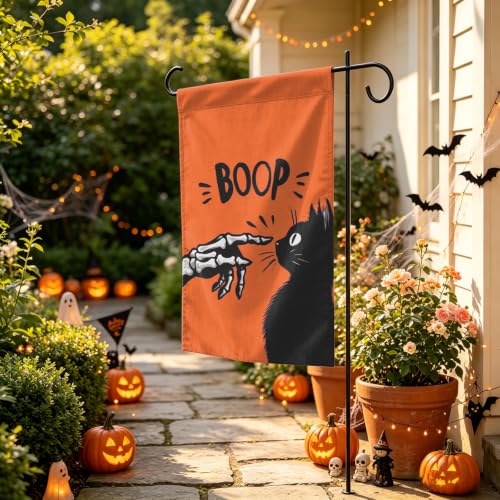 Halloween Garden Flag 12×18 Inch Black Cat Double Sided Linen Yard Flag - image 3