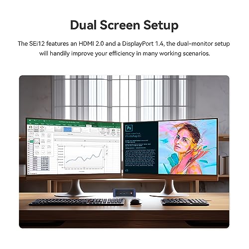 Image of Beelink SEi12 Mini PC, Intel Core i5 12450H(8C /12T, Up to 4.4GHz), 16GB DDR4 3200MHz 500GB PCle4.0 SSD, Mini Computer Dual Display 4K, Dual Gigabit LAN, WiFi6 /BT5.2