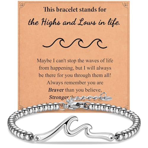 Inspirational Gifts for Women, Wave of Life Inspirational Bracelet, Thinking of You Cheer Up Get Well Encouragement Gifts for Women Friends, Life is Tough But So are You
