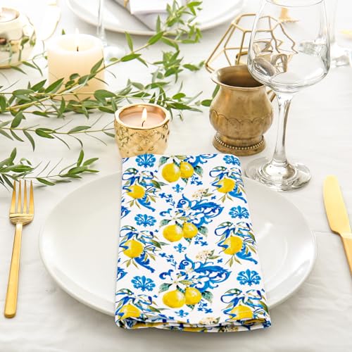 Serviettes réutilisables bleu citron de qualité supérieure 45cm - 7