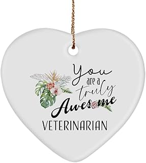 Awesome Veterinarian Heart Ornament for Christmas Tree Birthday Merry Xmas Gifts for Vet Doctor of Veterinary Medicine Physiology Pet Dog Cat Animal Party Decoration New Year