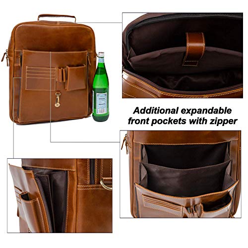 Genuine Leather Backpack For Men Messenger Bag Briefcase for Laptop