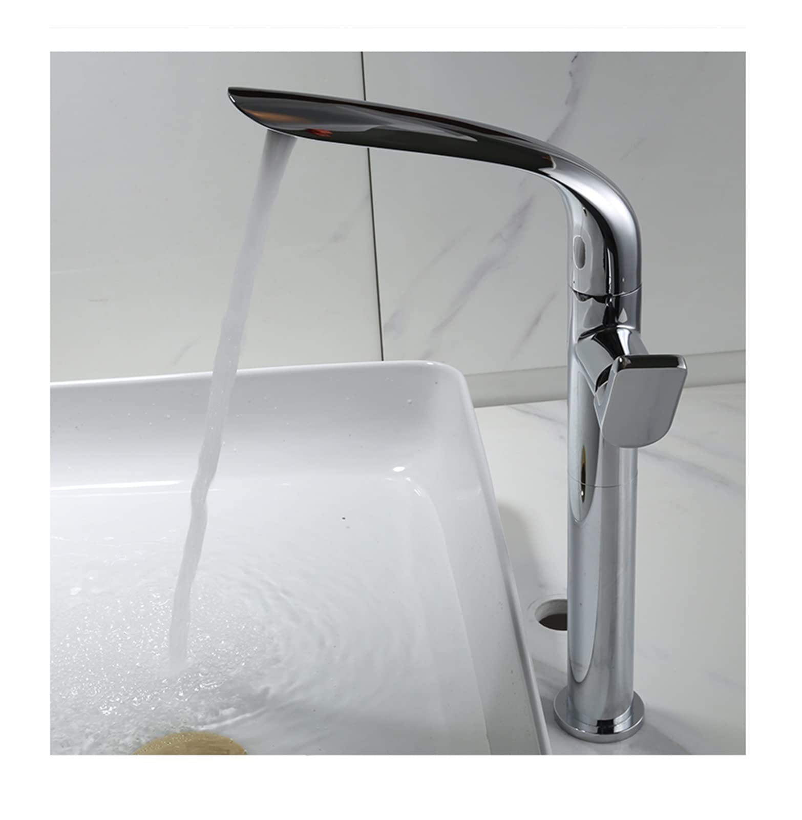 Mitigeur lavabo en laiton blanc brossé or haute qualité pour salle de bains