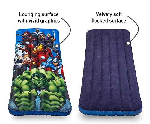 Living Iq Inflatable Kids Air Mattress, Disney Marvel Jr Twin-Size Blow-Up Airbed, Lightweight & Portable For Travel, Hotel, Camping & Sleepover, Waterproof & Puncture Resistant Vinyl #TOP2