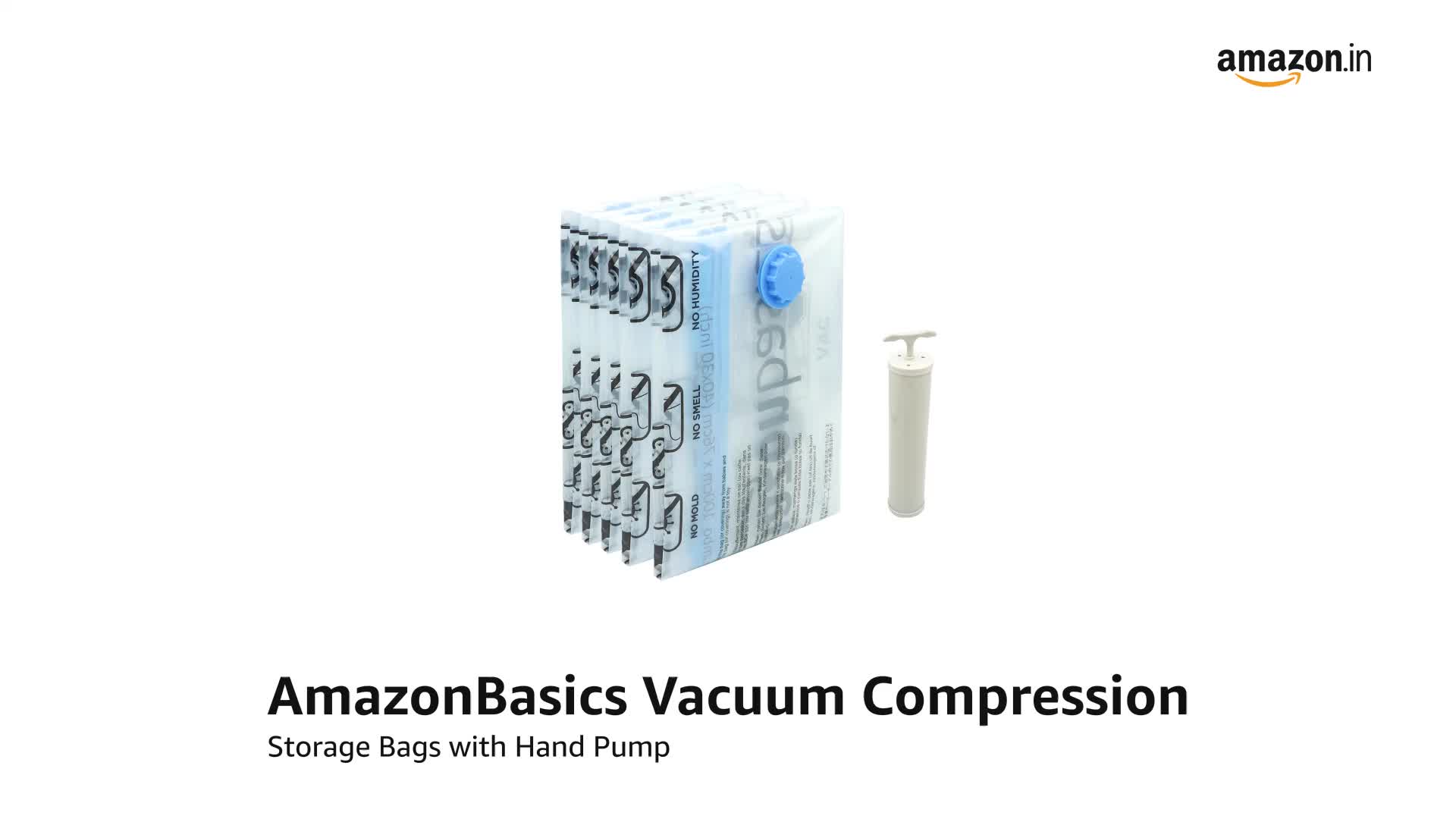AmazonBasics Vacuum Compression Storage Bags with Hand Pump Medium, 5