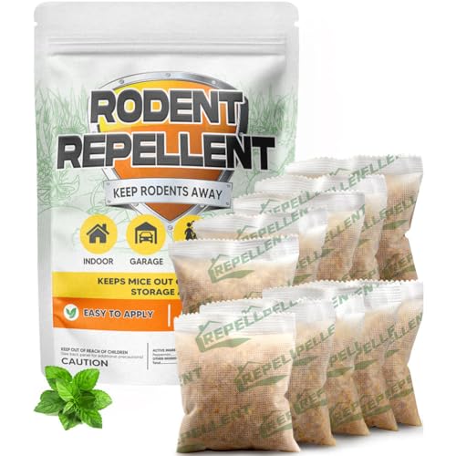 LEBMP Rodent Repellent, Mouse Repellent Pouches, Mice Repellent Indoor, Mouse Deterrent Outdoor, Rat Repellent, Extra-Strength Rodent-Repelling Pouch, Peppermint to Keep Mice Away from Garage-10P