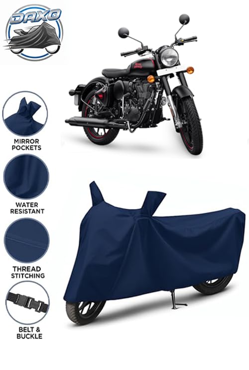 Image of Waterproof Bike Cover for Royal Enfield Classic 350 | All Weather Protection from Rain, Dust, UV Rays & Scratches with Mirror Pockets & Buckle Belt | Classic 350 Bike Cover