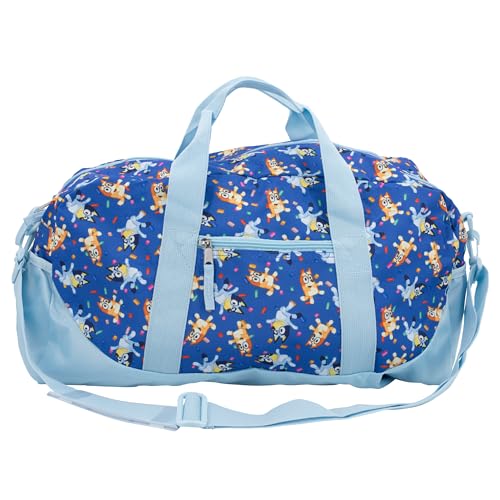 Bluey Duffle Bag 16 Travel Sleepover Bag for Girls & Boys Kids Weekender Bag Blue