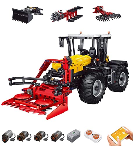 MERK Technik Traktor Ferngesteuert mit Funktionen, 4 IN 1 Landwirtschaftliche Fahrzeuge Modellbausatz für Kinder…