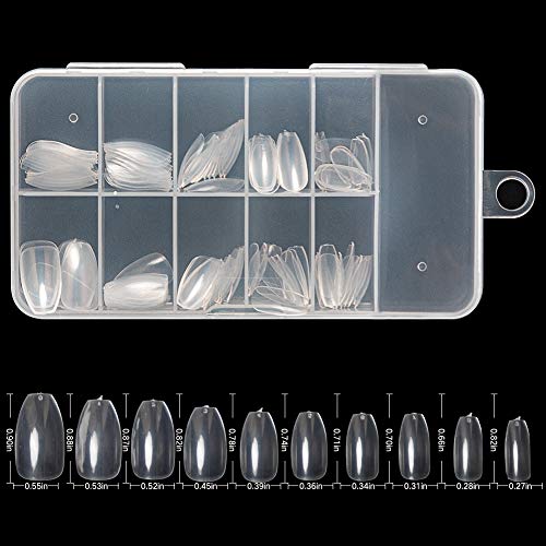 Geisofu 100PCS Ballerina False Nails,10 Sizes Short Shape False Nail Art Tips Fake Nails Acrylic Nail Tips (clear-2)