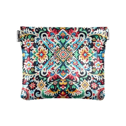 Kalocsa Sample O Print Coin Purse Leather Pouch Change Purse, Squeeze Coin Pouch for Cards, Keys & Lipsticks, Unisex