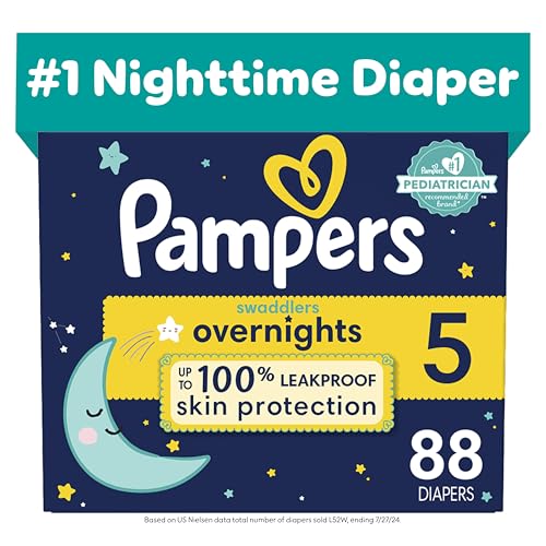Image of Pampers Swaddlers Overnights Diapers - Size 5, 88 Count, Disposable Baby Diapers, Night Time Skin Protection