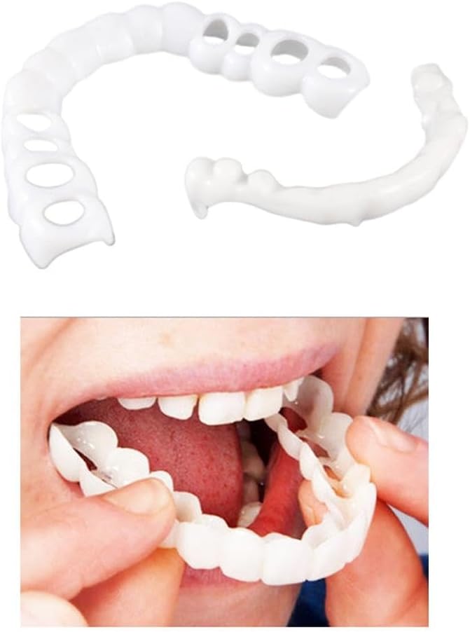 Silicone Upper/Lower False Teeth Dental Veneers Dentures Fake Tooth Upper