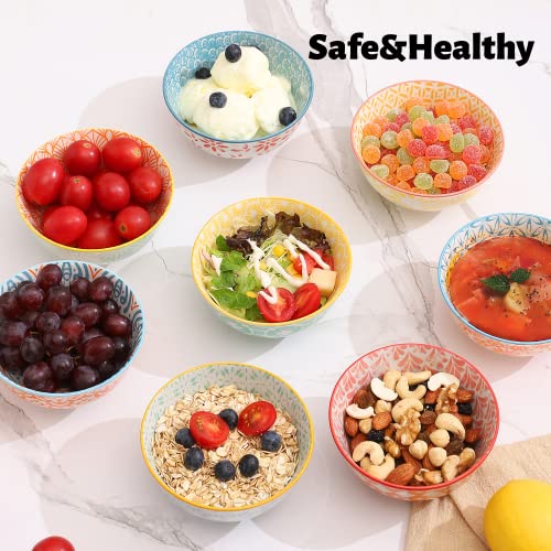 FERAHI Ceramic Bowls, 10 Oz Small Bowls, Set of 8 Ice Cream Bowls, Dessert Bowls, Cereal Bowls for Salsa, Rice, Sauce, Side Dishes, Snack, Condiment, 4.75 Inch-Microwave Dishwasher Safe by FERAHI - Image 7