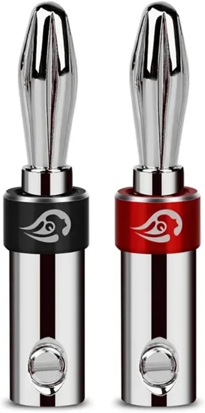 Banana Connector Audio Jack Bananas Connectors for 4mm Binding Post Double Screw Lock Speaker Terminal(50pcs,Mix Color Rhodium)