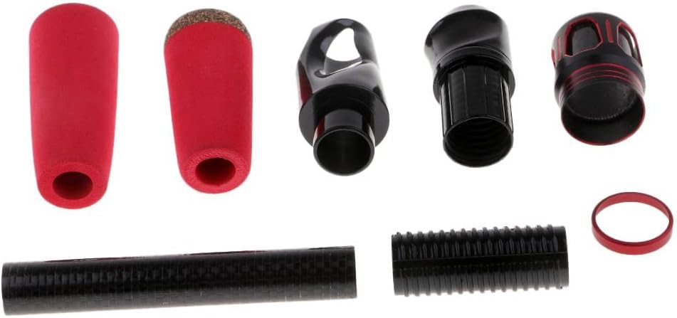 High Density EVA Fishing Rod Handle & Reel Seat Set | DIY Repair Kit | Corrosion- Carbon Tube | weight & Easy to Install | Suitable for Seawater & Freshwater | for Fishing - Red, Spinning Reel Seat
