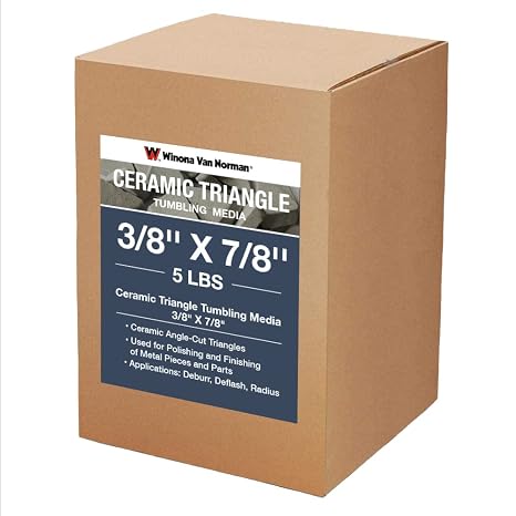 Ceramic Tumbling and Vibratory Media - Flat Triangle Shape - 3/8 x 7/8 Size (5lbs)