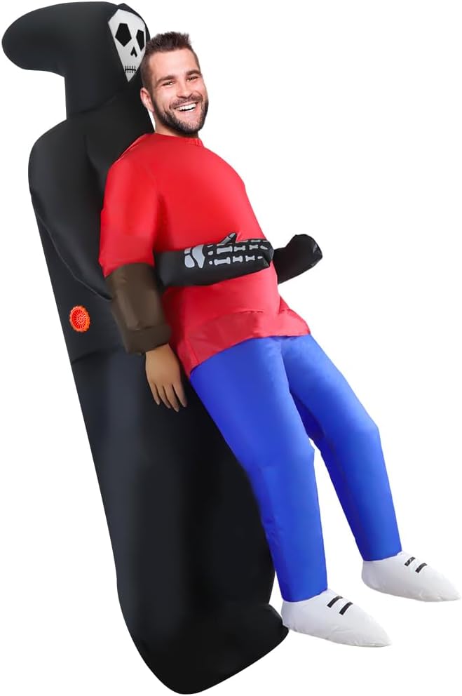 Inflatable Costume Adult Grim Reaper, Scary Blow Up Costume for Women Men, Catched by Grim Reaper for Halloween Party - Image 2