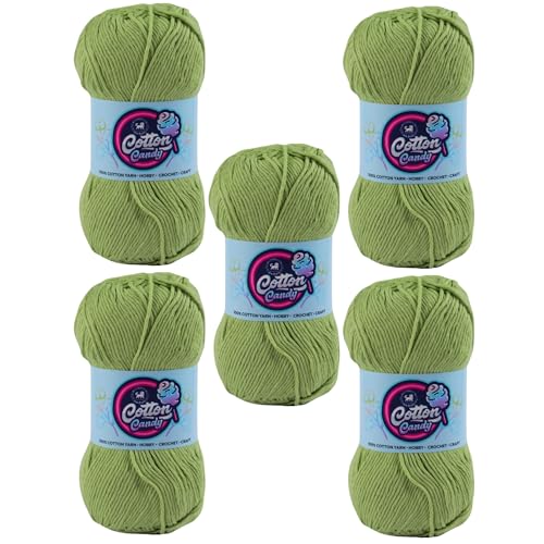 Image of NESTNHAVEN Cotton Candy 100% Cotton Yarn - (100g, 185 Meters) - Luxury Yarn for Crochet, Amigurumi, Embroidery, Toys, Garments, Flowers and Hobby, Projects. (Pista Green) | (500 Gm)