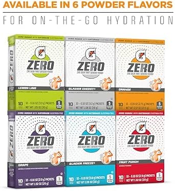 Gatorade G Zero Powder, Grape, 0.10oz Packets, Makes 20 ounces 120 Pack