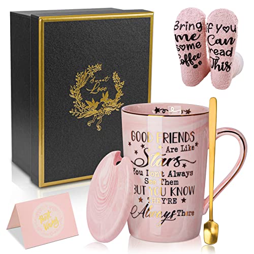 Best Friend, Friendship Gifts For Women - Sister Gifts From Sister - Friendship Gifts For Women Friends - Unique Birthday Gifts For Friends, Her, Sister, Bff - Ceramic Marble Sock Coffee Mug Set 14 Oz #TOP2