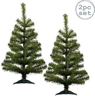 Harbour Housewares 2ft Artificial Christmas Tree with Stand - Green - Pack of