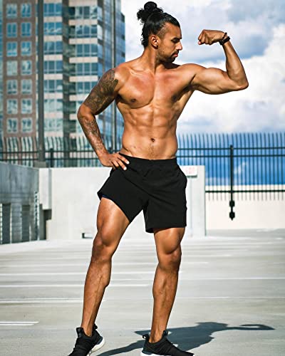 Image of maamgic Mens 5 inch Gym Running Shorts for Men 2 in 1 Quick Dry Workout Athletic Shorts