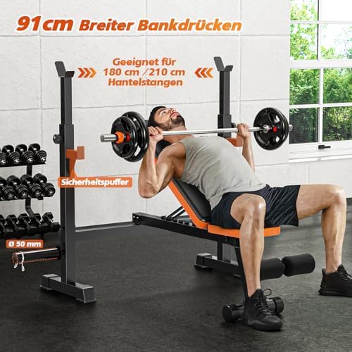 Bild 3 - XDDIAS Hantelbank Verstellbar Trainingsbank mit langhantelständer, Multifunktion Hantelbank mit 7-Fach Rückenlehne Bankdrücken Bank fitnessgeräte für zuhause, Belastbarkeit bis zu 350 kg