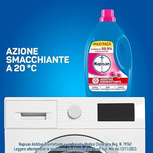 Napisan Additivo Disinfettante Lavatrice alla fragranza Profumo di Primavera, 3 Confezioni da 2.2 Litri di Additivo Liquido per Lavatrice, Contro i Batteri e i Cattivi Odori - Immagine 3