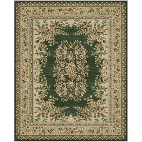 FORTSEA 洗えるラグマット 3畳 200×250cm ペルシャ風 グリーン 花柄 滑り止め付き メインフロアラグ リビングラグ 寝室 ダイニング 四季用カーペット [4]