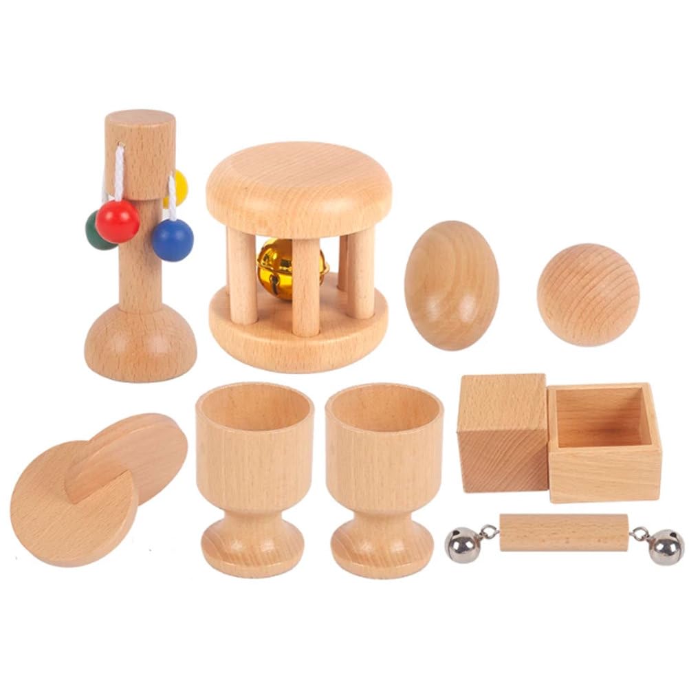 Montessori Holz-Greifspielzeug Würfel Ei Kugelförmiger Becher Frühbildung und Intelligenztraining