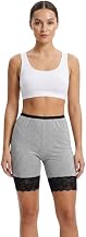 Women's Lace Cycling Shorts for Under Dresses | Stretchable Shorts | Soft Cotton Slip Shorts Pack of 1 (Black)