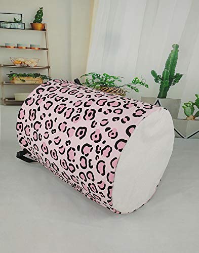 Huayee 19.7 Inches Large Laundry Basket Waterproof Round Cotton Linen Collapsible Storage Bin With Handles For Hamper Kids Room,Toy Storage(Leopard Print) #TOP5