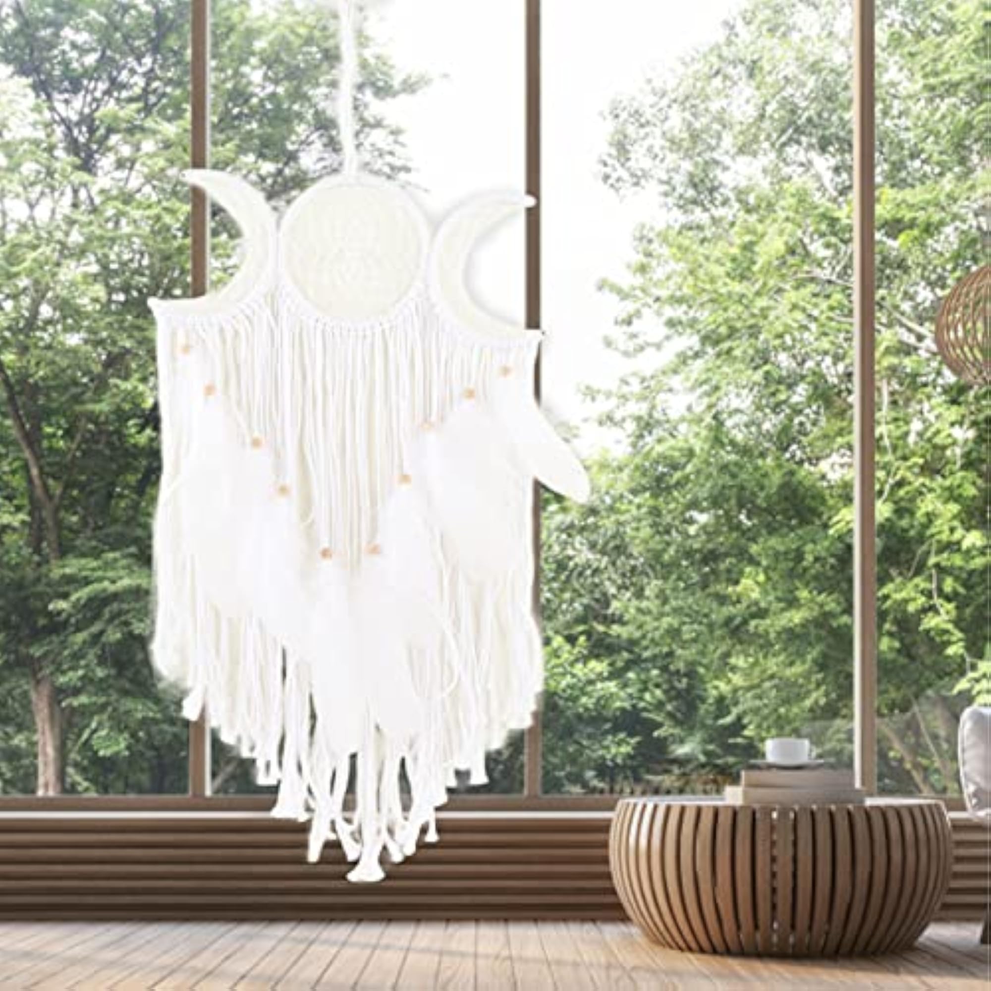 Hand Woven Wall Decor Dream Catcher, Minimalist White