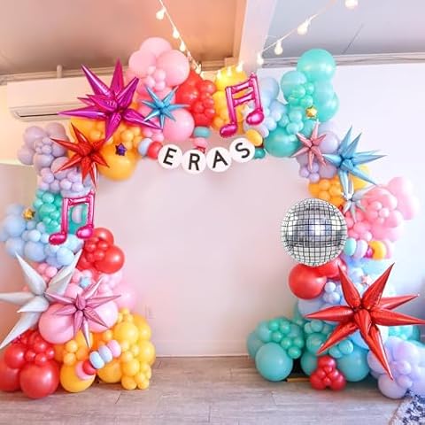 Singer Party Balloon Decorations 193pcs Pastel Pink Blue and Purple Balloons Garland Arch Kit-Star Disco Music Note Mylar Balloons for Music Fans Singer Birthday Party Decor Cover