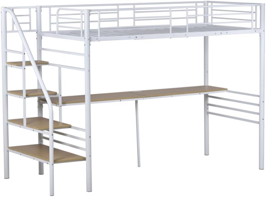 Amazon.co.jp: ロフトベッド 階段付き デスク付き シングルサイズ