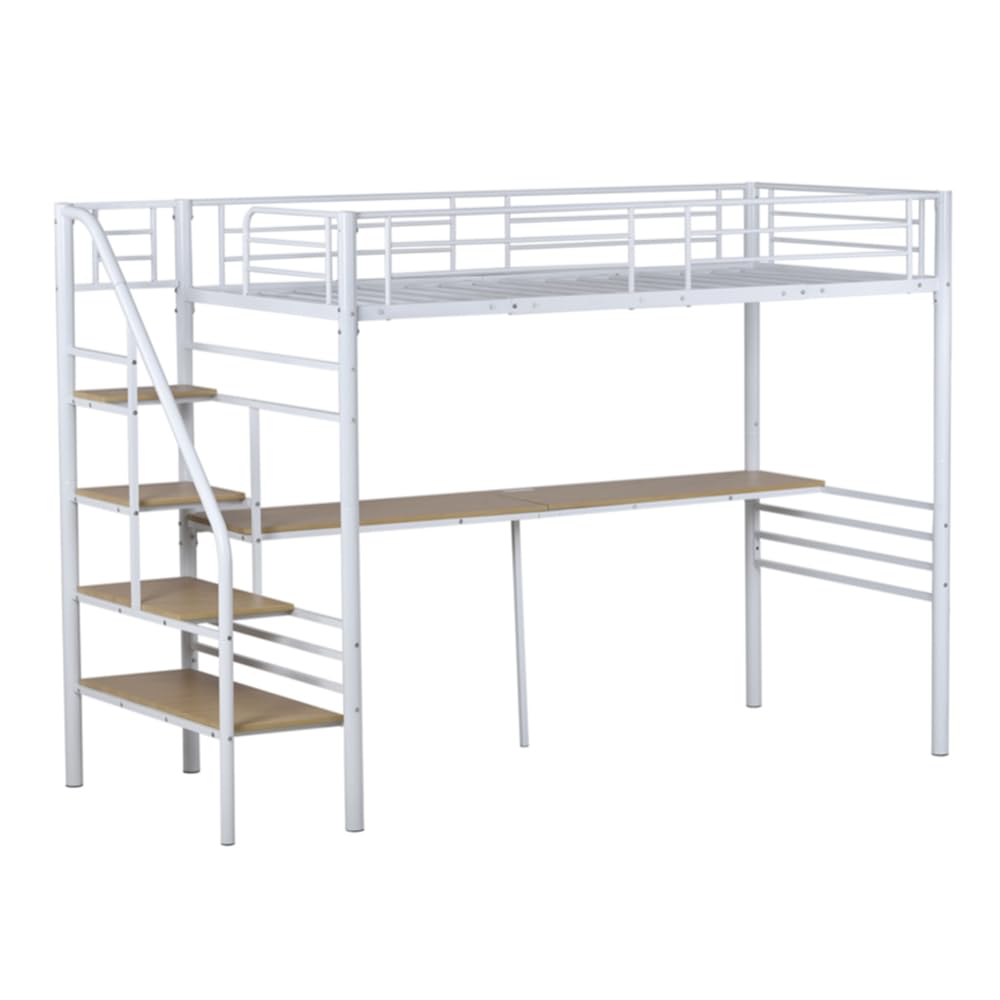 Amazon.co.jp: ロフトベッド 階段付き デスク付き シングルサイズ