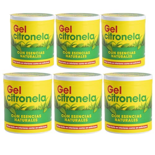 Gel Repelente de Mosquitos con Citronela - Repelente Natural contra Insectos, Aroma Refrescante, Envase Lata PACK 6
